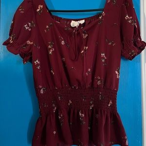 Sweet Wanderer Red Peplum Top